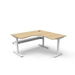 Halo Static Corner Workstation + Tray 1500/1500W x 750D x 730mmH Oak/White