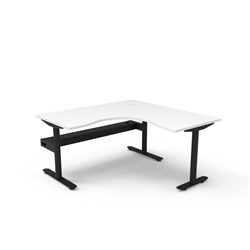 Halo Static Corner Workstation + Tray 1500/1500W x 750D x 730mmH White/Black