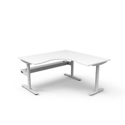 Halo Static Corner Workstation + Tray 1500/1500W x 750D x 730mmH White/White