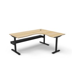 Halo Static Corner Workstation + Tray 1800/1500W x 750D x 730mmH Oak/Black