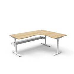Halo Static Corner Workstation + Tray 1800/1500W x 750D x 730mmH Oak/White