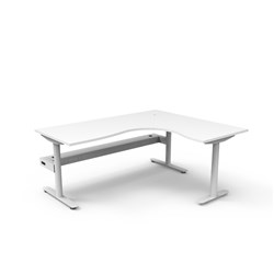 Halo Static Corner Workstation + Tray 1800/1500W x 750D x 730mmH White/White