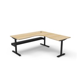 Halo Static Corner Workstation + Tray 1800/1800W x 750D x 730mmH Oak/Black