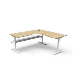 Halo Static Corner Workstation + Tray 1800/1800W x 750D x 730mmH Oak/White