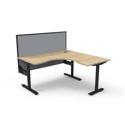 Halo Static Corner Workstation + Screen 1500/1500W x 1330mmH Oak/Black