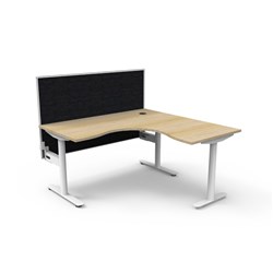 Halo Static Corner Workstation + Screen 1500/1500W x 1330mmH Oak/White