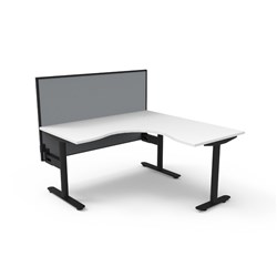 Halo Static Corner Workstation + Screen 1500/1500W x 1330mmH White/Blk