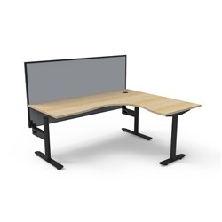 Halo Static Corner Workstation + Screen 1800/1500W x 1330mmH Oak/Black