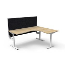 Halo Static Corner Workstation + Screen 1800/1500W x 1330mmH Oak/White