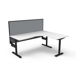 Halo Static Corner Workstation + Screen 1800/1500W x 1330mmH White/Blk