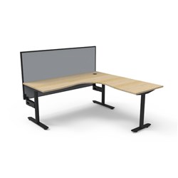 Halo Static Corner Workstation + Screen 1800/1800W x 1330mmH Oak/Black