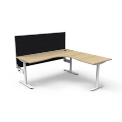 Halo Static Corner Workstation + Screen 1800/1800W x 1330mmH Oak/White