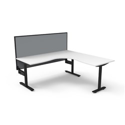 Halo Static Corner Workstation + Screen 1800/1800W x 1330mmH White/Blk