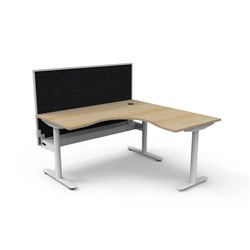 Halo Static Corner Workstation + Screen + Tray 1500/1500W x 1330mmH Oak/White