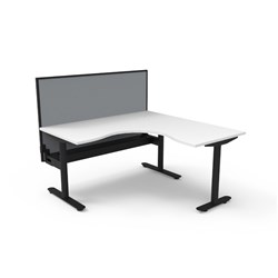 Halo Static Corner Workstation + Screen + Tray 1500/1500W x 1330mmH White/Blk