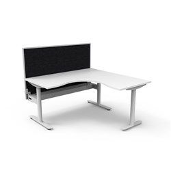 Halo Static Corner Workstation + Screen + Tray 1500/1500W x 1330mmH White/Wht