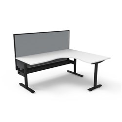 Halo Static Corner Workstation + Screen + Tray 1800/1500W x 1330mmH White/Blk