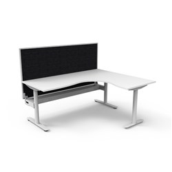 Halo Static Corner Workstation + Screen + Tray 1800/1500W x 1330mmH White/Wht