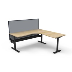 Halo Static Corner Workstation + Screen + Tray 1800/1800W x 1330mmH Oak/Black