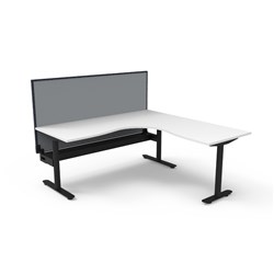 Halo Static Corner Workstation + Screen + Tray 1800/1800W x 1330mmH White/Blk