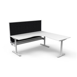 Halo Static Corner Workstation + Screen + Tray 1800/1800W x 1330mmH White/Wht