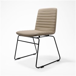 Pixel Visitor Chair Black Sled Base Almond PU Leather Seat