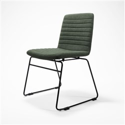 Pixel Visitor Chair Black Sled Base Olive Fabric Seat