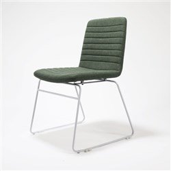Pixel Visitor Chair White Sled Base Olive Fabric Seat
