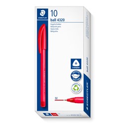 Staedtler 432 Stick Triangular Ballpoint Pen Medium 1.0mm Red Box of 10