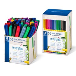 Staedtler Noris 307 Writing Pens Fine 0.6mm Assorted Cup Of 50