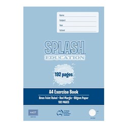 Splash Education Exercise Book A4 8mm Ruled With Red Margin 192 Page
