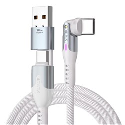 Statik PowerPivot Pro USB-A/C To USB-C Cable 1 Meter Braided White