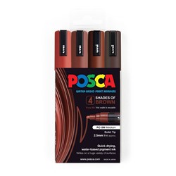 Uni PC-5M Posca Paint Marker 2.5mm Medium Shades of Brown Pack of 4
