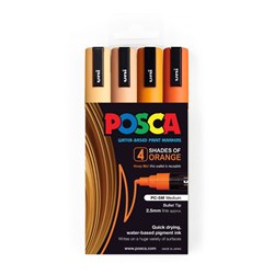 Uni PC-5M Posca Paint Marker 2.5mm Medium Shades of Orange Pack of 4