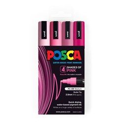 Uni PC-5M Posca Paint Marker 2.5mm Medium Shades of Pink Pack of 4