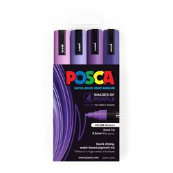 Uni PC-5M Posca Paint Marker 2.5mm Medium Shades of Purple Pack of 4