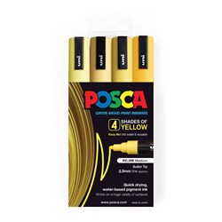 Uni PC-5M Posca Paint Marker 2.5mm Medium Shades of Yellow Pack of 4