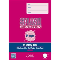 Splash Education Botany Book A4 Plain/14mm Ruled With Red Margin 64 Page