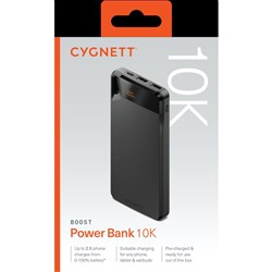 Cygnett ChargeUp Boost 4th Gen 10K mAh Power Bank USB-A And USB-C 3 Port Black