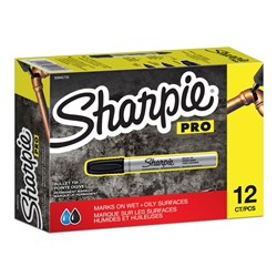 Sharpie Pro Permanent Markers Metal Barrel Bullet 1mm Black Box Of 12