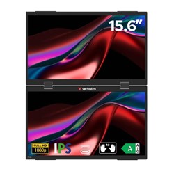 Verbatim Essential Full HD 1080P Portable Dual Monitors 15.6 Inch Black