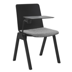 Academy Stacking Chair Polypropylene Black + Tablet Arm + Light Grey Seat Pad