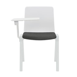 Academy Stacking Chair Polypropylene White + Tablet Arm + Black Seat Pad