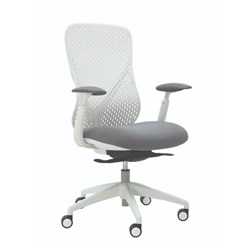 Buro Axon Office Chair With Arms White Fabric Seat and Mesh Back