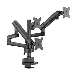Ergovida Slimline Heavy Duty Pole Mounted Triple Monitor Arm Black