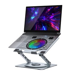 Mbeat Stage S8 Rotating Laptop Stand + RGB Cooling Fan + USB Ports Up To 17 Inch Grey