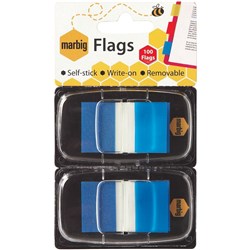 Marbig Flags Coloured Tip Twin Pack 25x44mm 50 sheet per pack Blue Pack Of 2