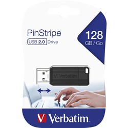 Verbatim Store 'n' Go Flash Drive 128GB Pinstripe USB Black