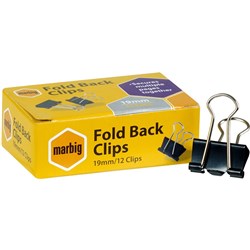 Marbig Foldback Clips 19mm Box Of 12