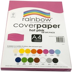 Rainbow Cover Paper A4 125gsm Hot Pink 100 Sheets